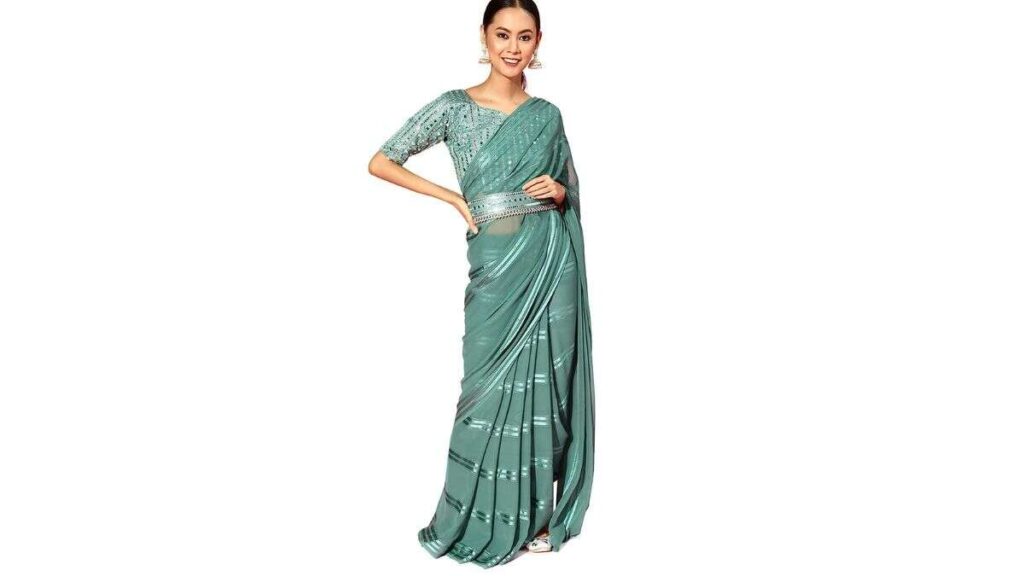 plain saree with designer blouse images