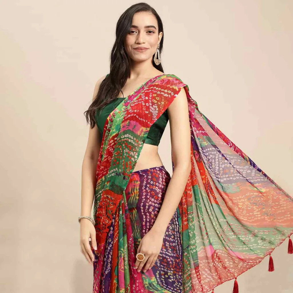Multi-colour-chunri-print-saree