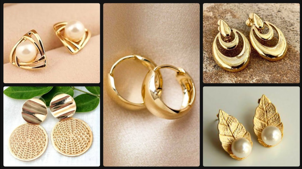 Chhota Gold Earrings Design : डेली यूज के लिए बेस्ट है यह 20 खूबसूरत सबसे हटकर मॉडल लुक छोटा गोल्ड इयररिंग कलेक्शन 3 chhota earring design