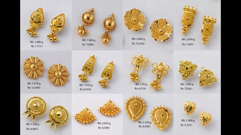 tops gold earrings designs for daily use with price