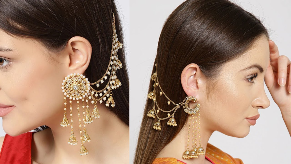 gold chain earrings designs