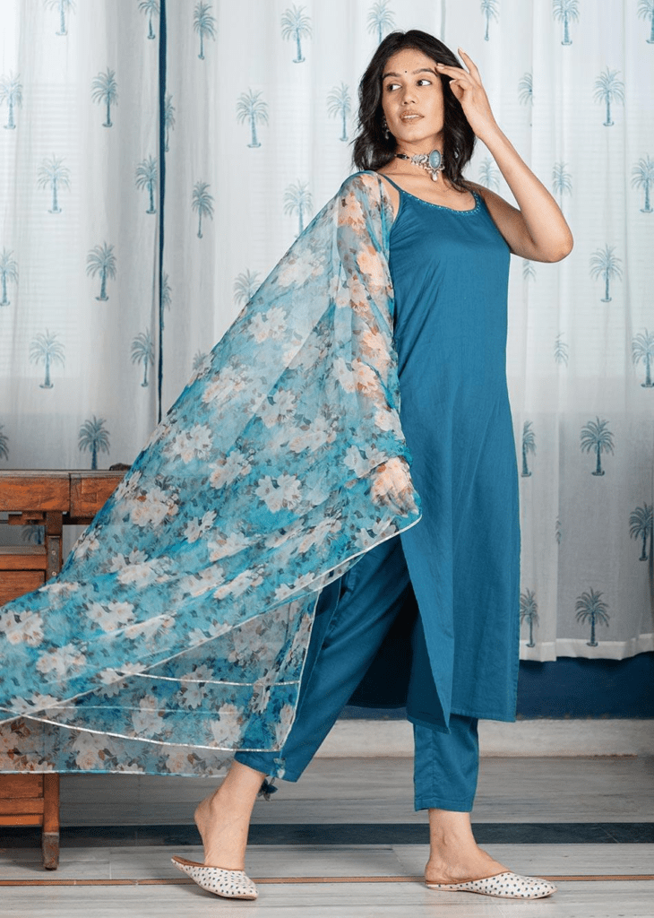 organza dupatta kurta set