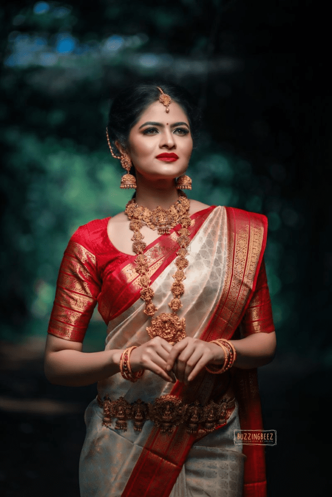 Silk saree with temple jewelry