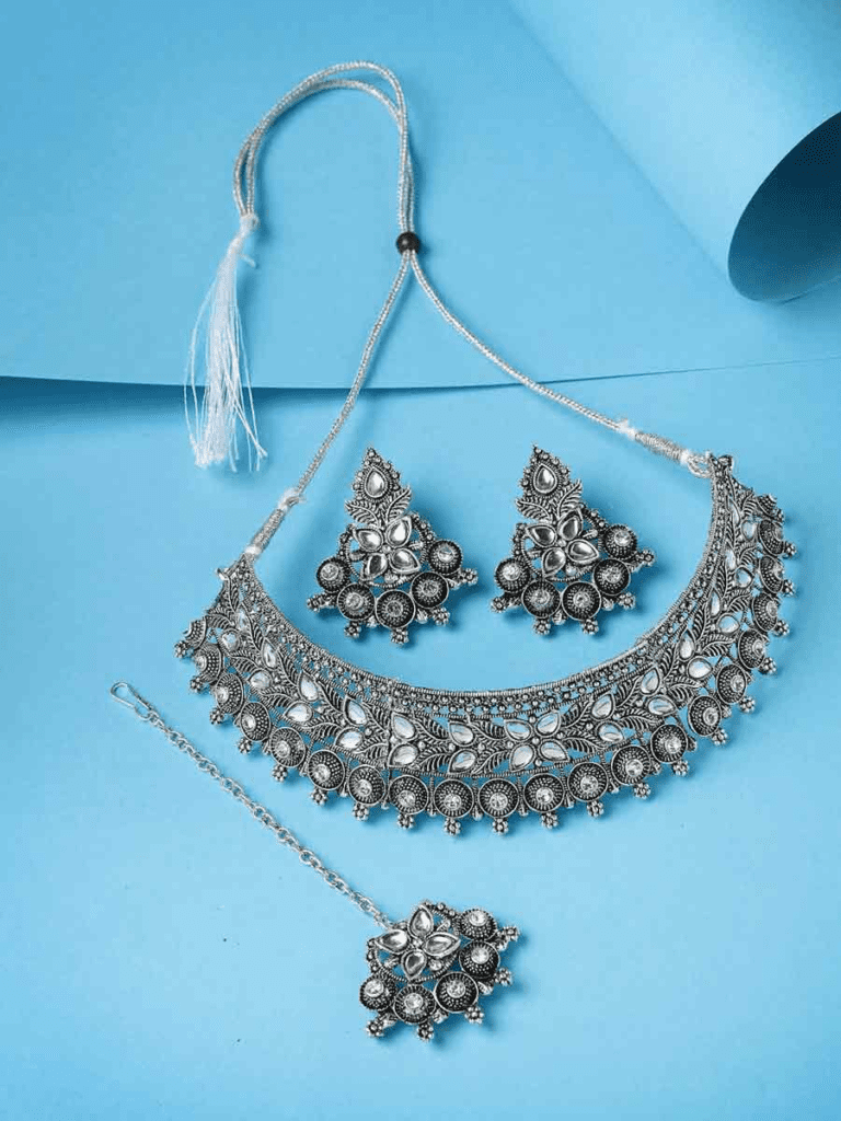 Kundan Work Oxidised Jewelery Set