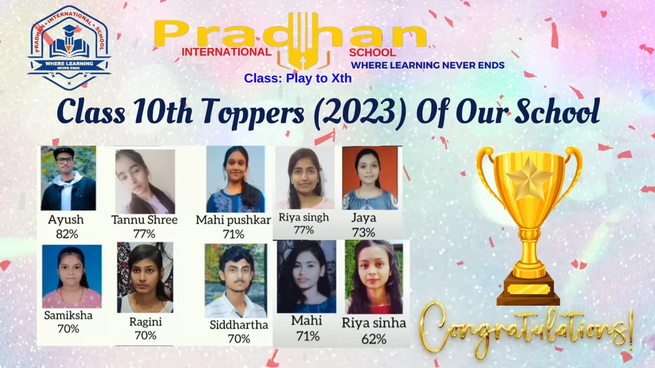 10th Board Exam Toppers Of 2023 Pradhan International School Hajipur