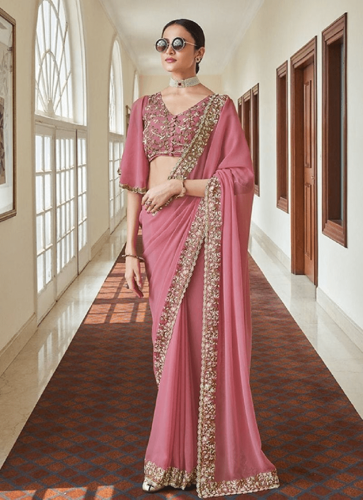 look slim in organza saree