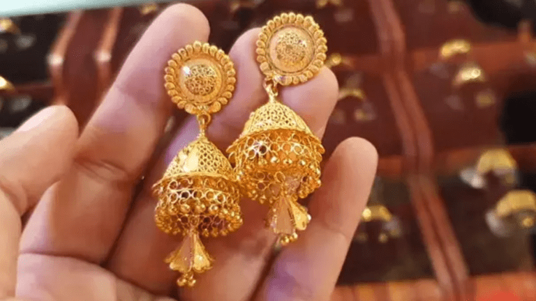 gold jhumka designs with price