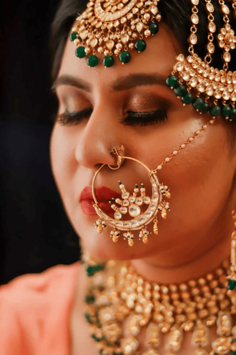 nath designs for bridal in gold