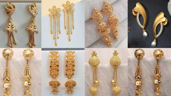 bridal gold earrings