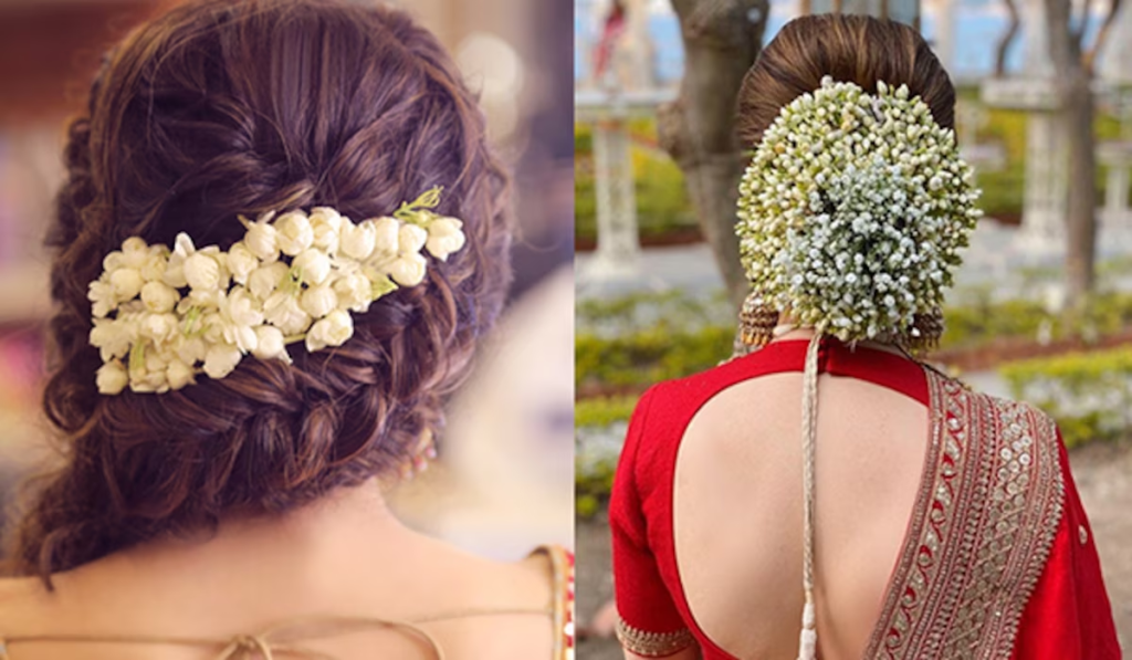 Open hair with gajra