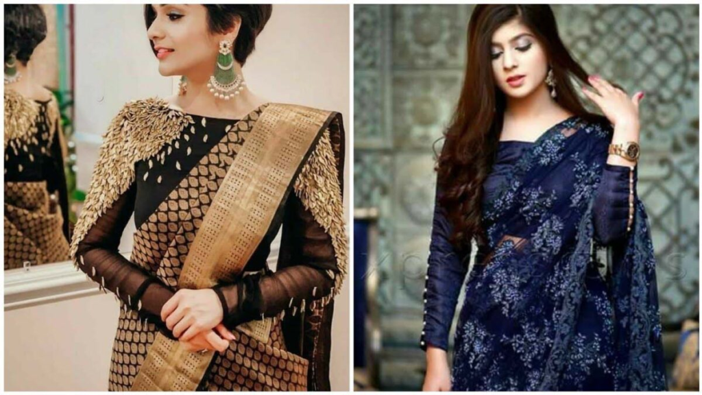 stylish blouse designs for net saree