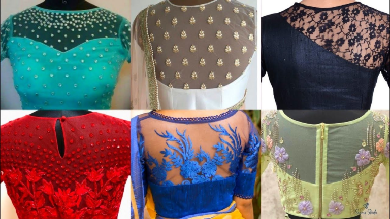 net lehenga blouse designs back and front