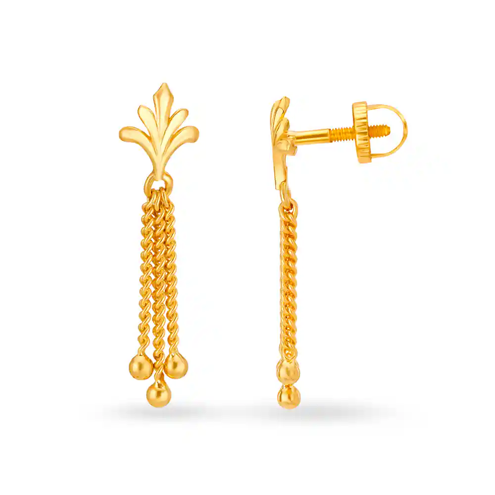gold earrings tops with chain