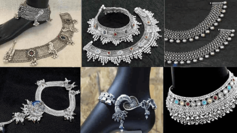 silver anklet design for girl