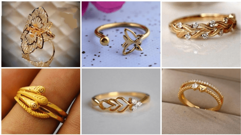 simple gold ring design for female price