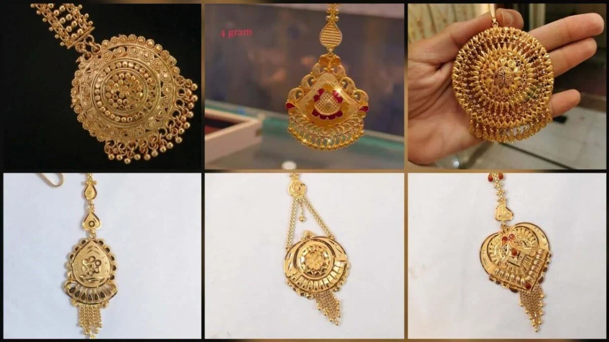 gold maang tikka design