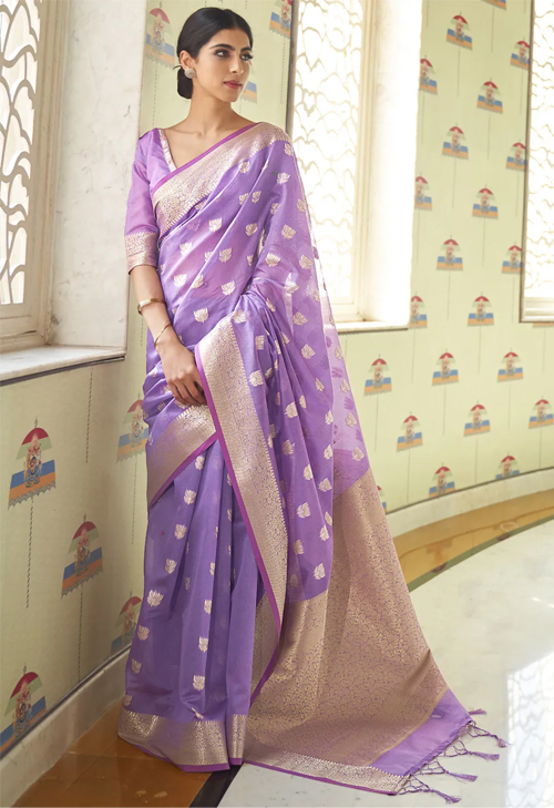 Light Violet Chanderi Saree