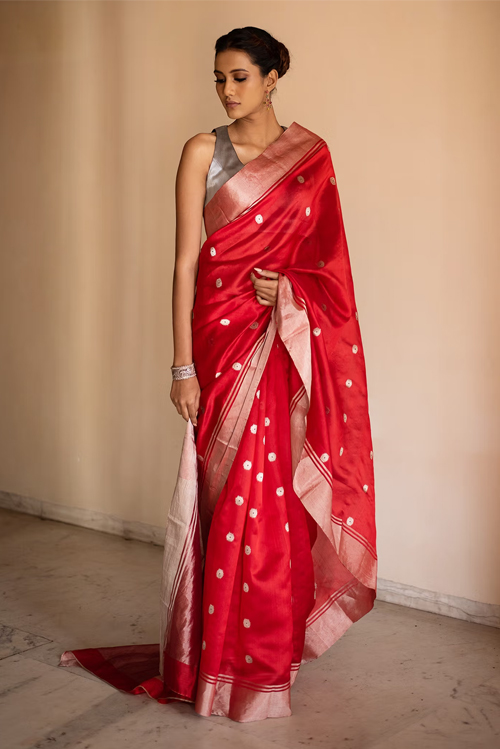 Red Chanderi Saree