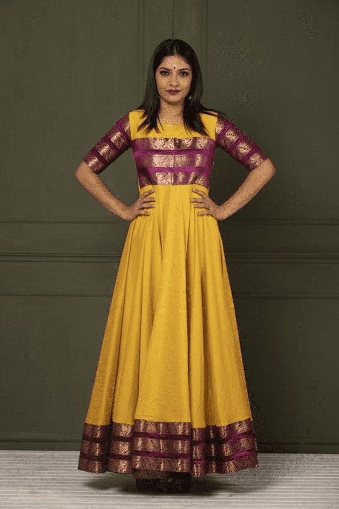 yellow silk saree reuse for basant panchami