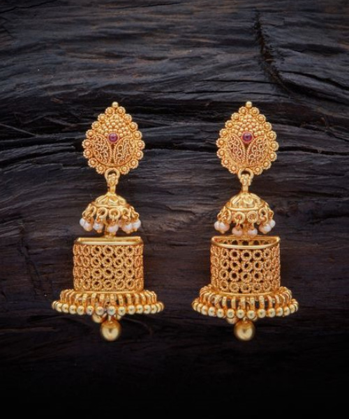 Full Ear Gold Jhumka Earrings