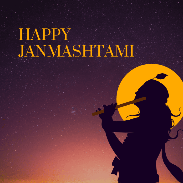 Orange Illustrative Janmashtami Greeting Instagram Post